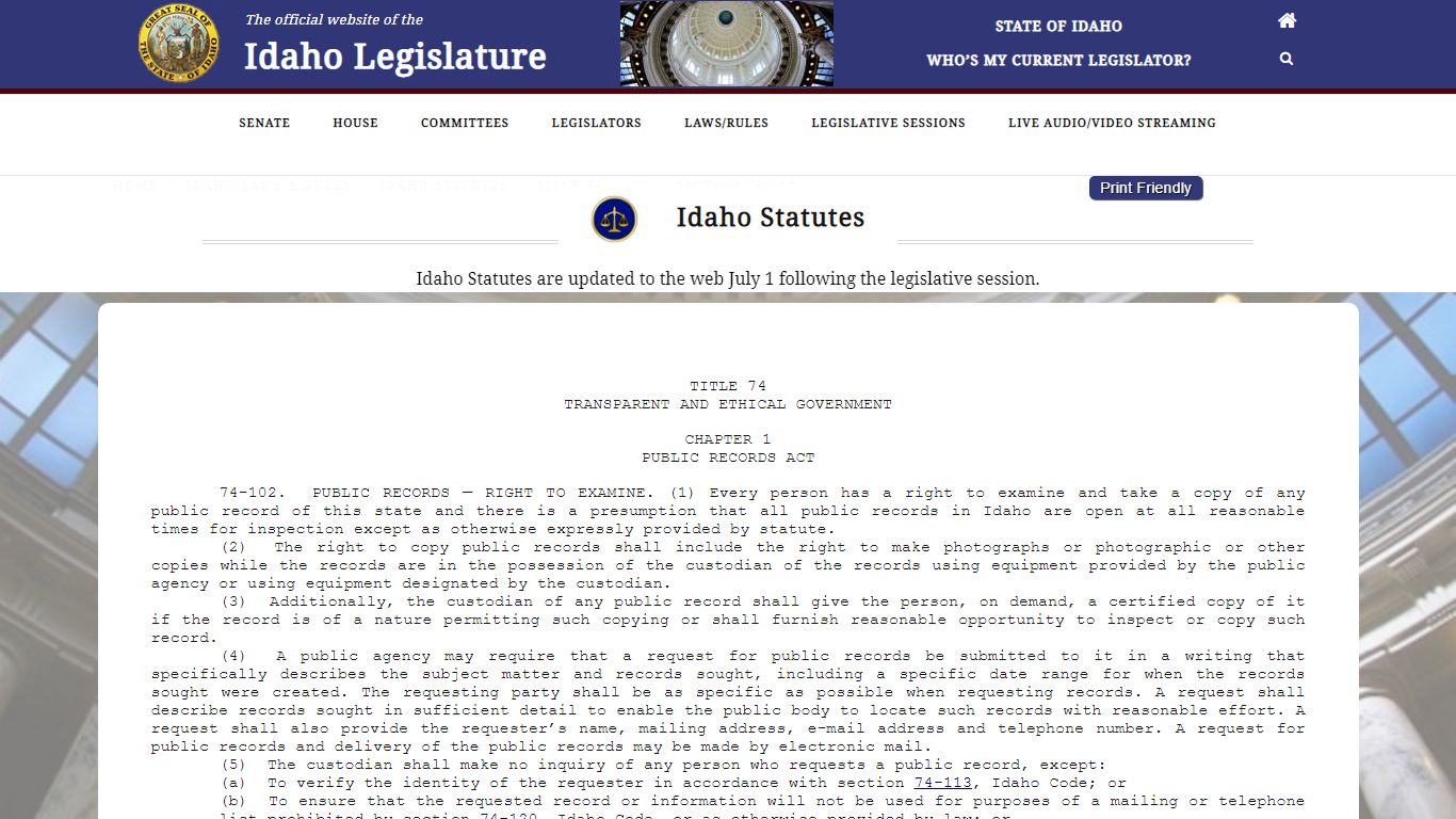 Section 74-102 – Idaho State Legislature
